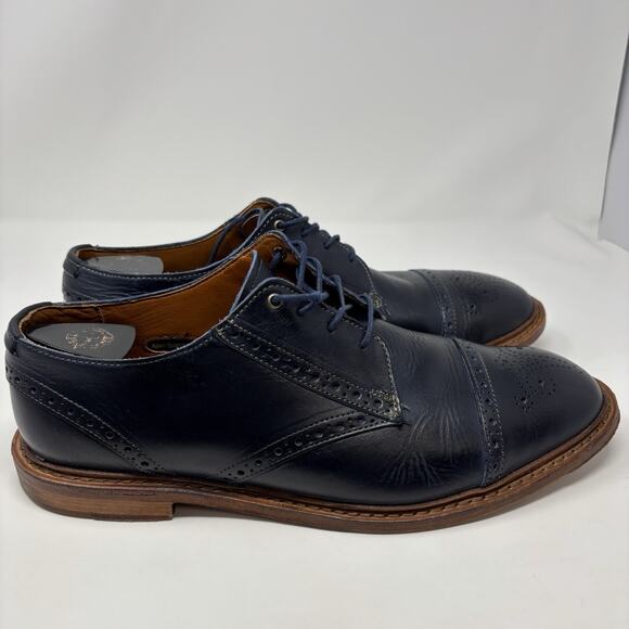 Allen Edmonds Men’s Sz10 Bainbridge Navy Blue Wingtip Leather Shoes - Picture 2 of 8